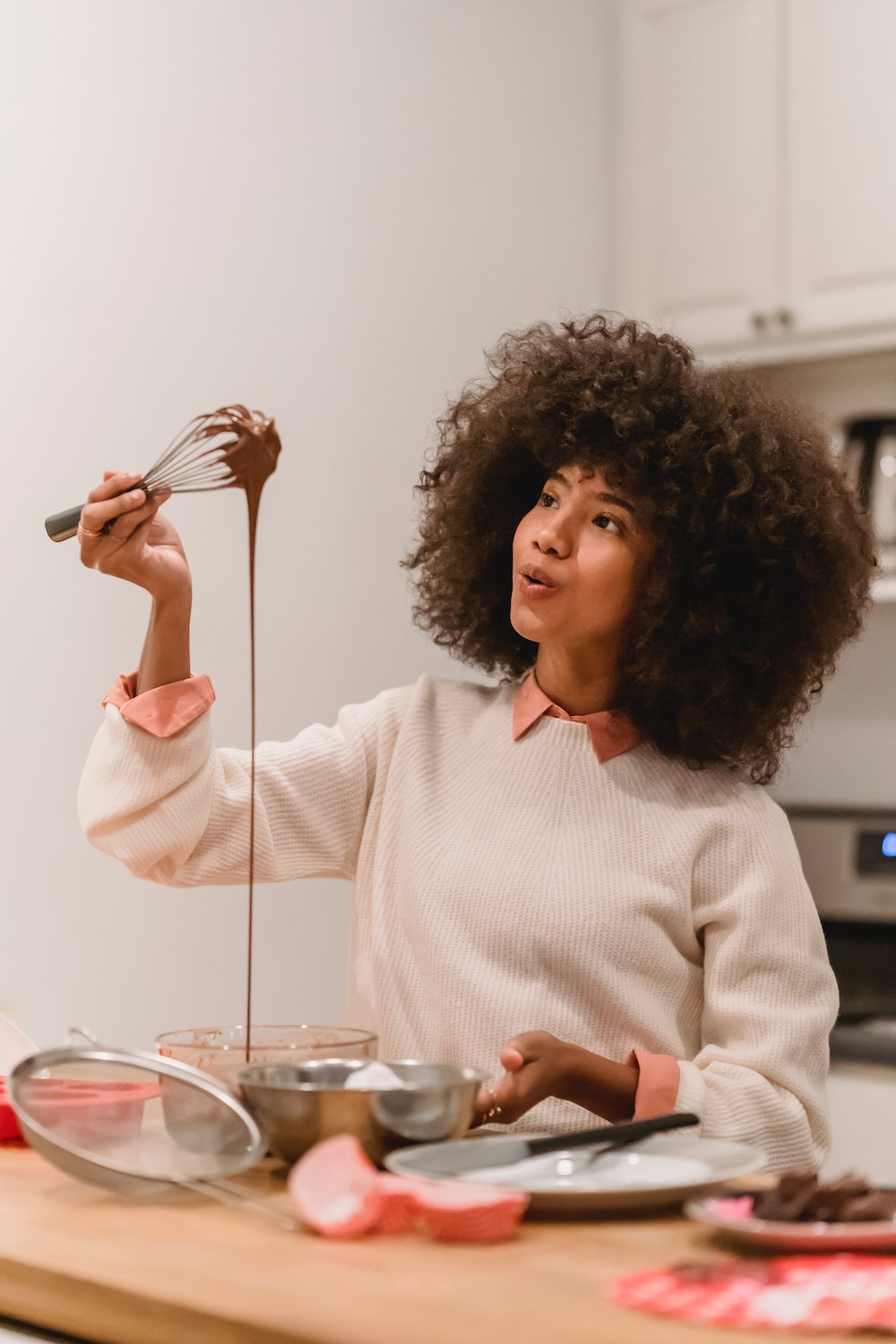 Woman with melted chocolate